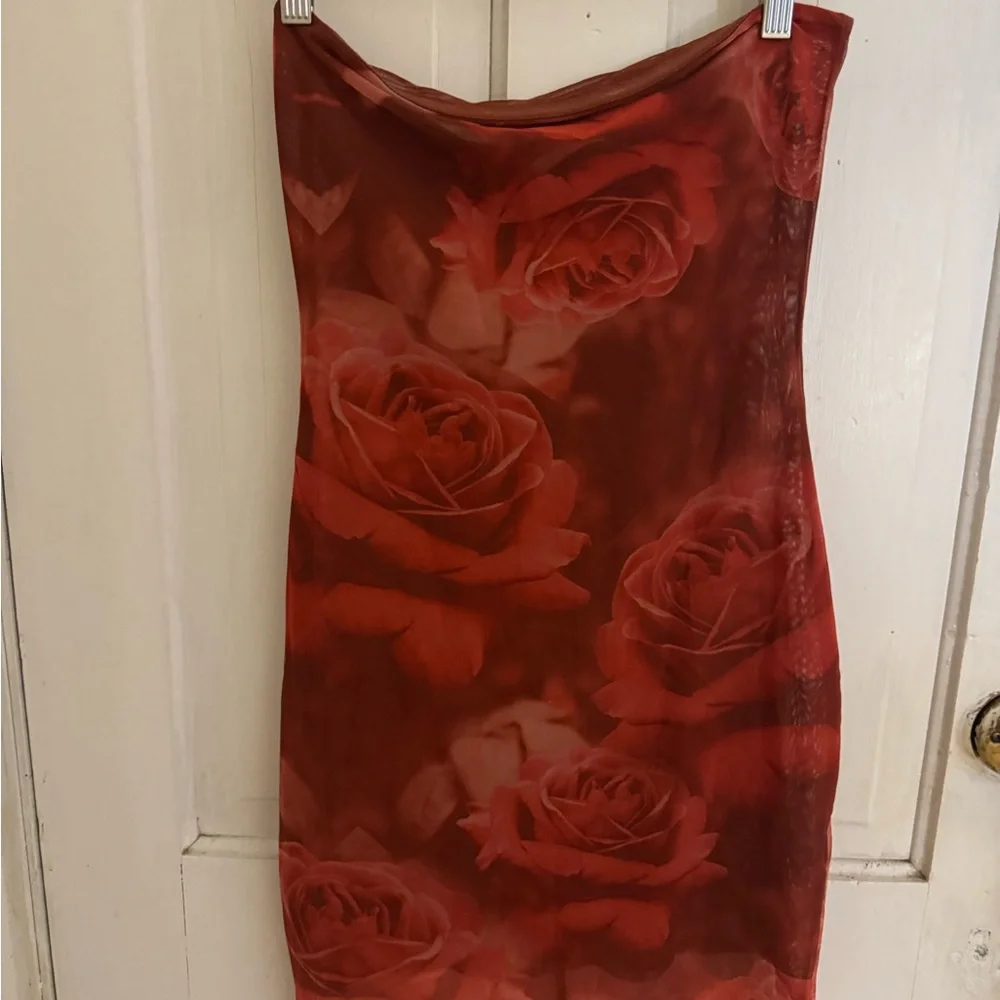 Meshki Aphrodite Red Strapless Midi Dress - Picture 3 of 3